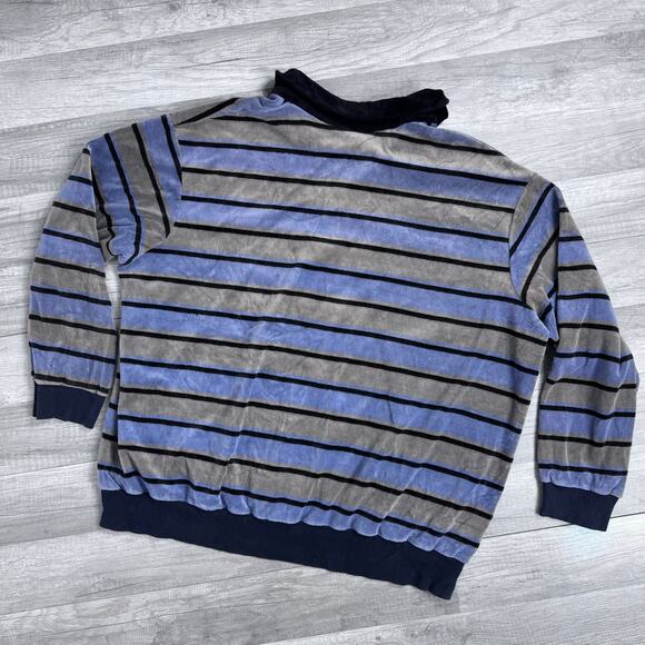 Vintage Oakton Ltd Velours Striped Quarter-Zip Pullover Men’s Size XXXL 70s 80s - Picture 3 of 4